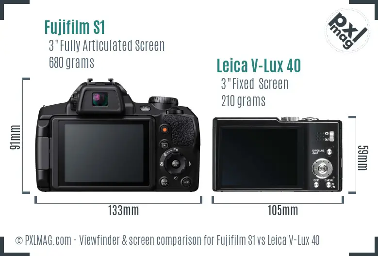 Fujifilm S1 vs Leica V-Lux 40 Screen and Viewfinder comparison