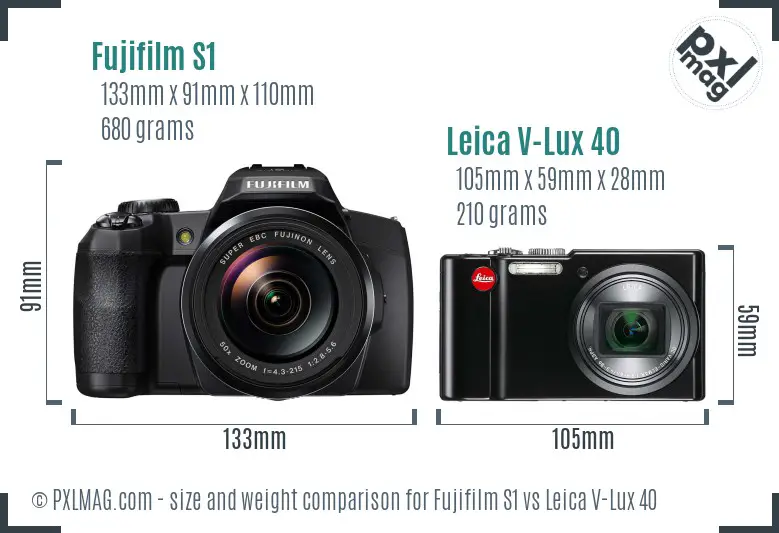 Fujifilm S1 vs Leica V-Lux 40 size comparison