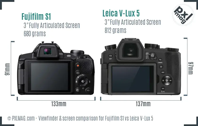 Fujifilm S1 vs Leica V-Lux 5 Screen and Viewfinder comparison