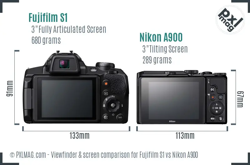 Fujifilm S1 vs Nikon A900 Screen and Viewfinder comparison Fujifilm S1 vs Nikon A900 Screen and Viewfinder comparison