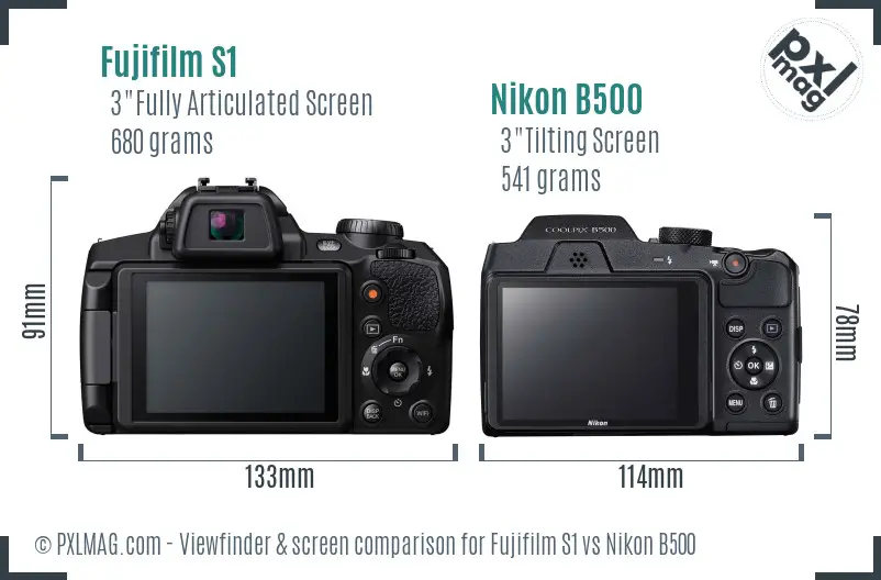Fujifilm S1 vs Nikon B500 Screen and Viewfinder comparison