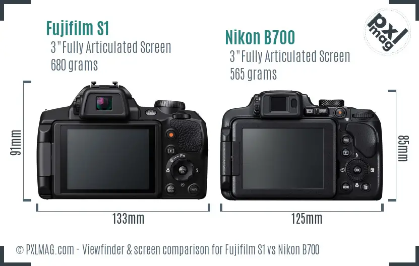 Fujifilm S1 vs Nikon B700 Screen and Viewfinder comparison