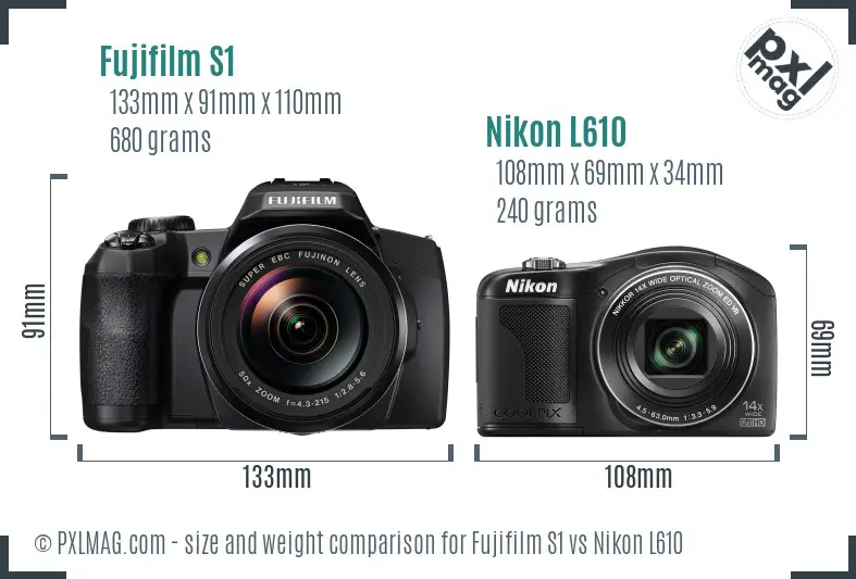 Fujifilm S1 vs Nikon L610 size comparison Fujifilm S1 vs Nikon L610 size comparison