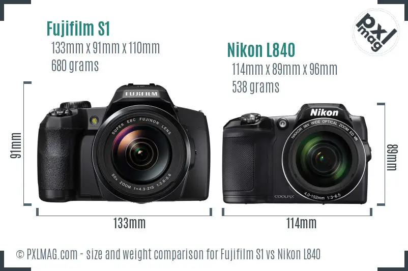 Fujifilm S1 vs Nikon L840 size comparison