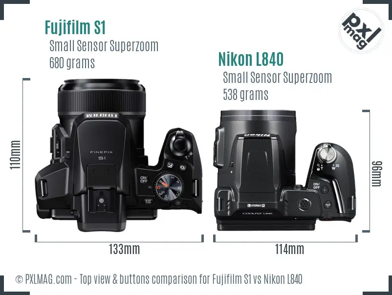 Fujifilm S1 vs Nikon L840 top view buttons comparison