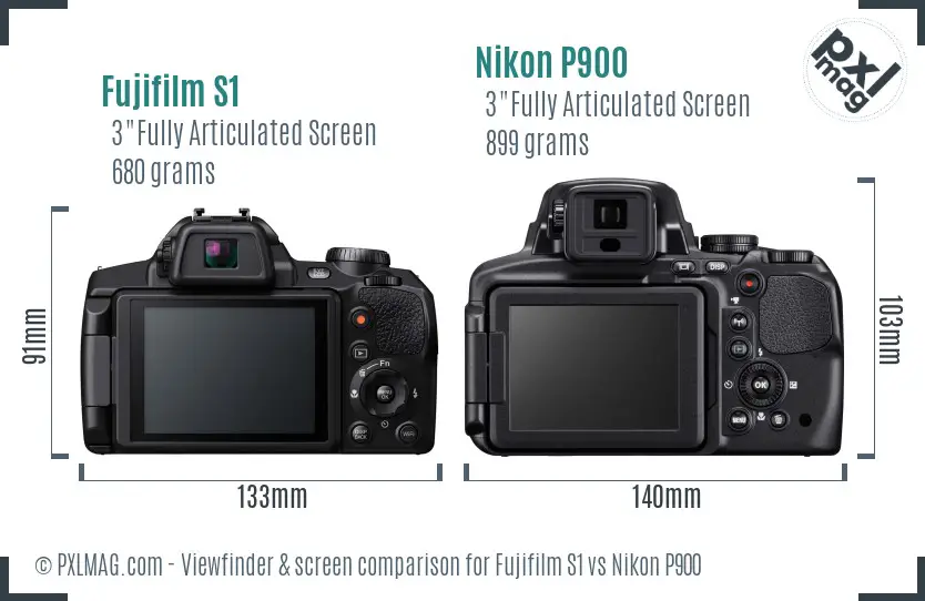 Fujifilm S1 vs Nikon P900 Screen and Viewfinder comparison
