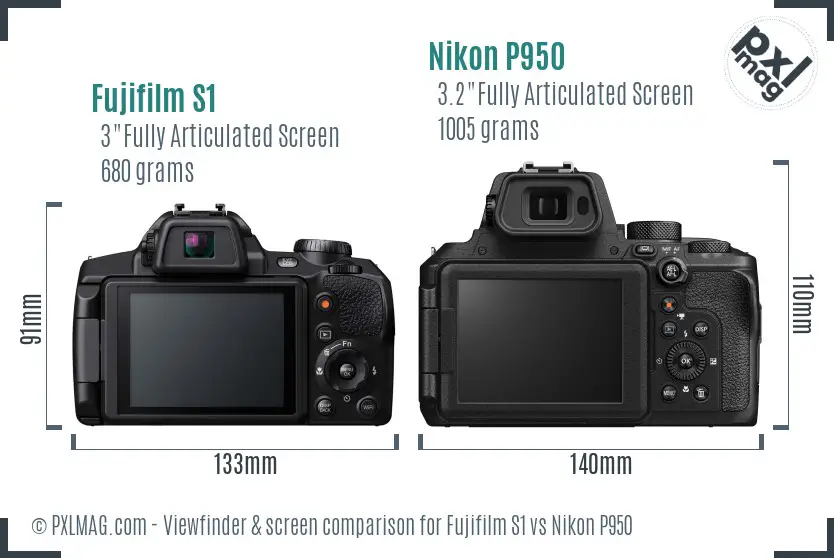 Fujifilm S1 vs Nikon P950 Screen and Viewfinder comparison