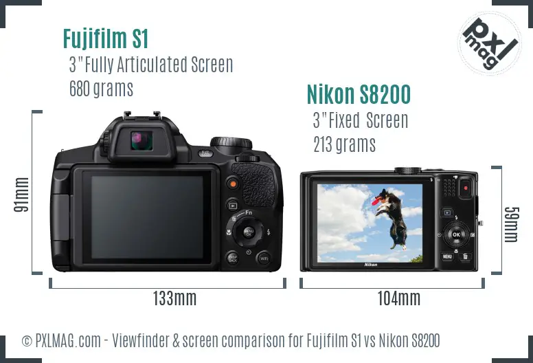 Fujifilm S1 vs Nikon S8200 Screen and Viewfinder comparison