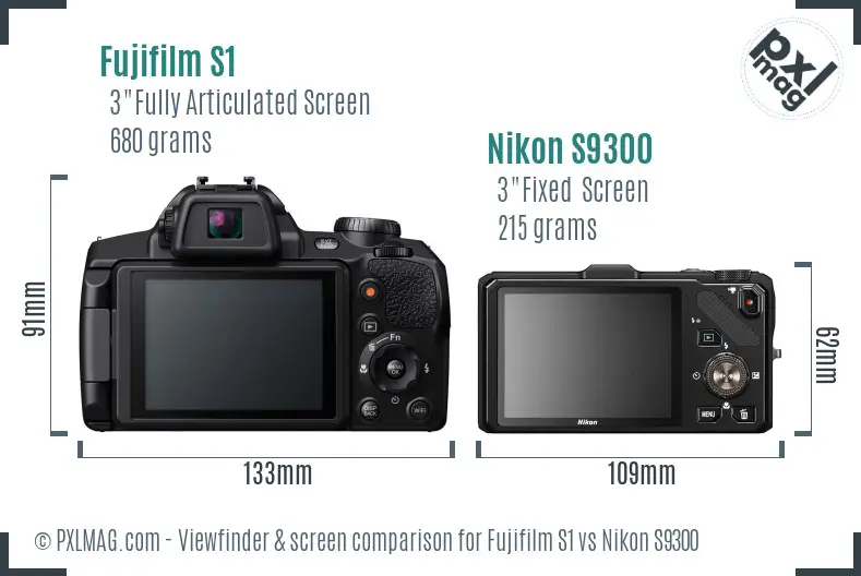 Fujifilm S1 vs Nikon S9300 Screen and Viewfinder comparison