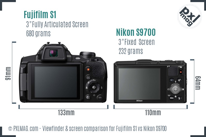 Fujifilm S1 vs Nikon S9700 Screen and Viewfinder comparison