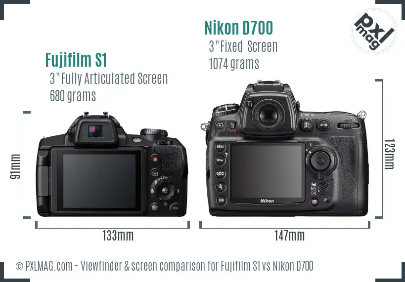 Fujifilm S1 vs Nikon D700 Screen and Viewfinder comparison