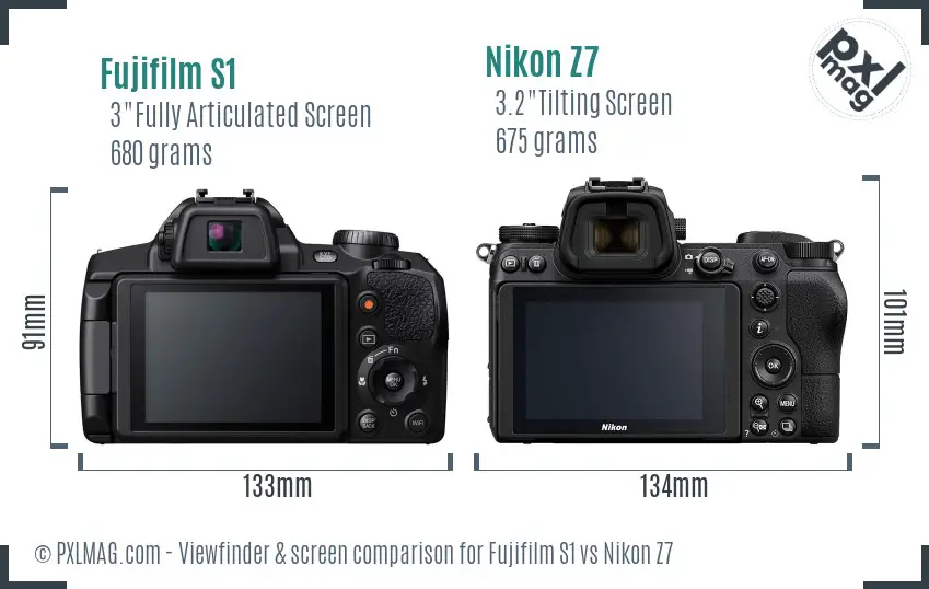 Fujifilm S1 vs Nikon Z7 Screen and Viewfinder comparison Fujifilm S1 vs Nikon Z7 Screen and Viewfinder comparison