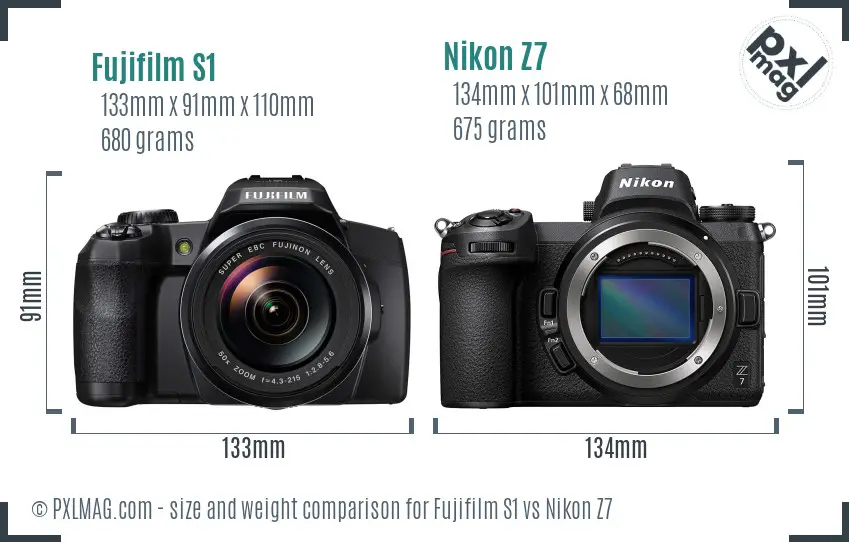 Fujifilm S1 vs Nikon Z7 size comparison Fujifilm S1 vs Nikon Z7 size comparison