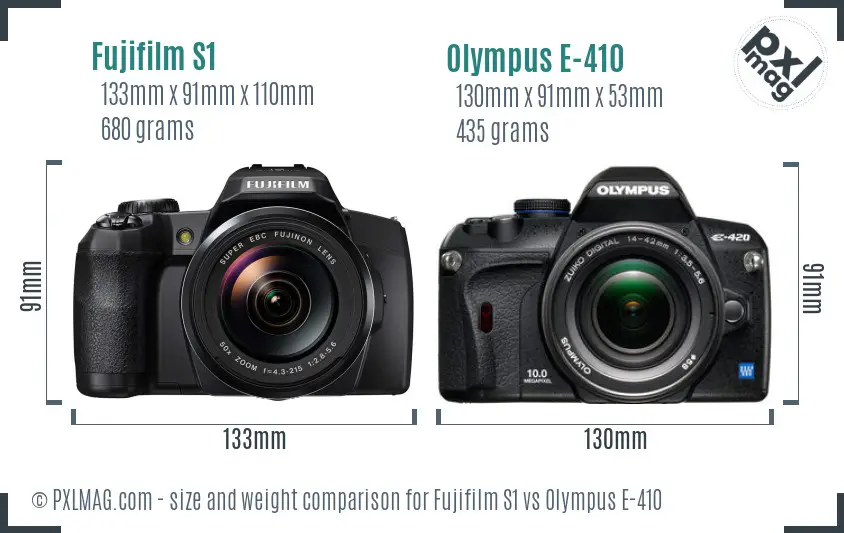 Fujifilm S1 vs Olympus E-410 size comparison