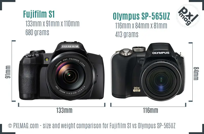 Fujifilm S1 vs Olympus SP-565UZ size comparison