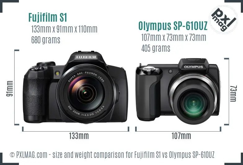 Fujifilm S1 vs Olympus SP-610UZ size comparison
