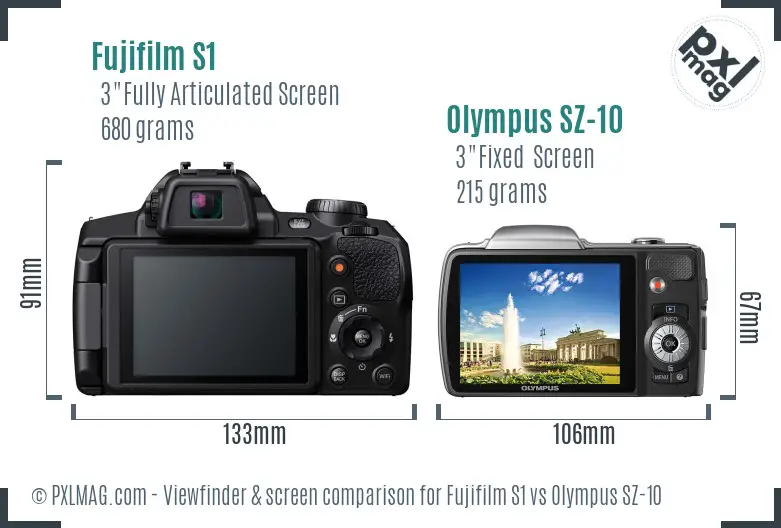 Fujifilm S1 vs Olympus SZ-10 Screen and Viewfinder comparison