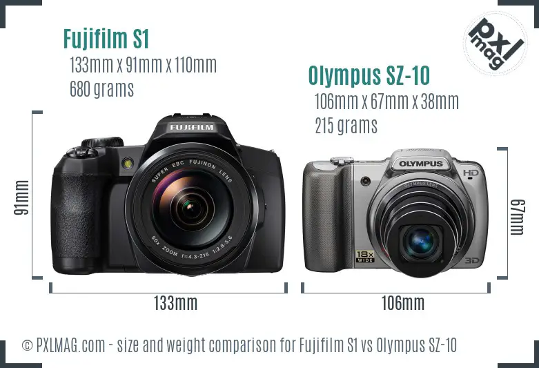 Fujifilm S1 vs Olympus SZ-10 size comparison