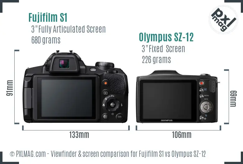 Fujifilm S1 vs Olympus SZ-12 Screen and Viewfinder comparison