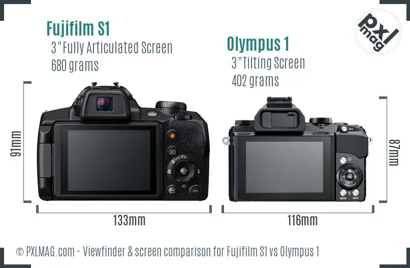 Fujifilm S1 vs Olympus 1 Screen and Viewfinder comparison