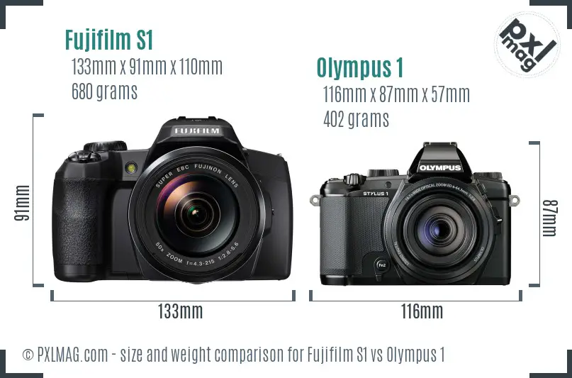 Fujifilm S1 vs Olympus 1 size comparison