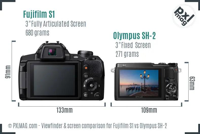 Fujifilm S1 vs Olympus SH-2 Screen and Viewfinder comparison