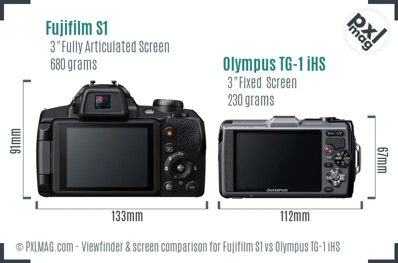 Fujifilm S1 vs Olympus TG-1 iHS Screen and Viewfinder comparison