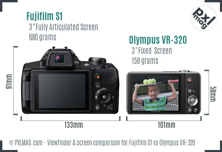 Fujifilm S1 vs Olympus VR-320 Screen and Viewfinder comparison
