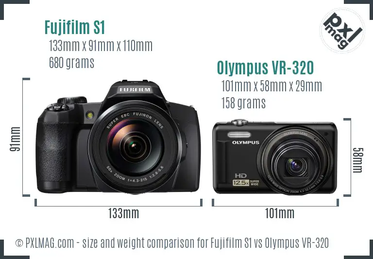 Fujifilm S1 vs Olympus VR-320 size comparison