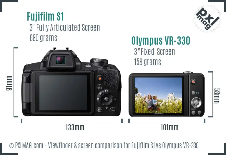 Fujifilm S1 vs Olympus VR-330 Screen and Viewfinder comparison