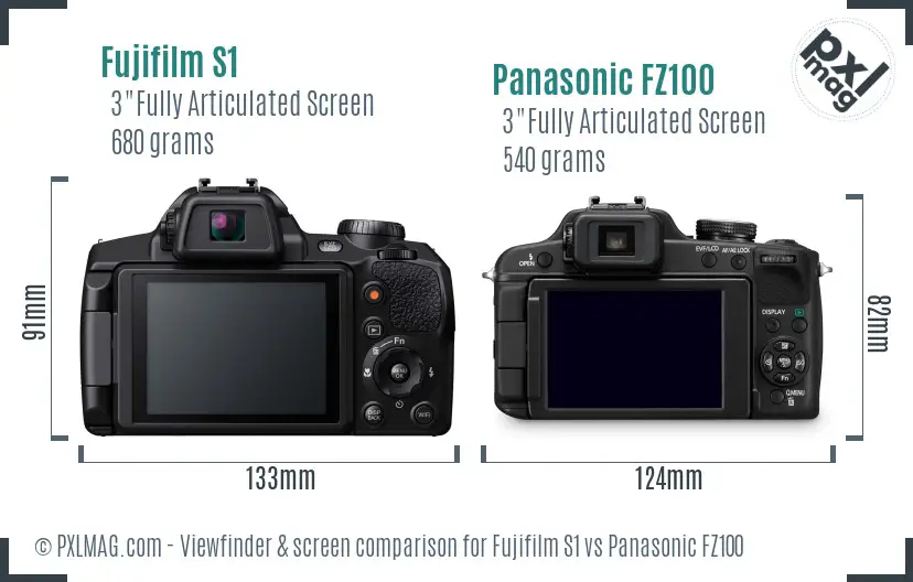 Fujifilm S1 vs Panasonic FZ100 Screen and Viewfinder comparison