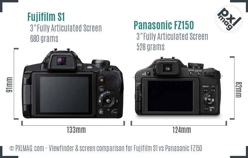 Fujifilm S1 vs Panasonic FZ150 Screen and Viewfinder comparison