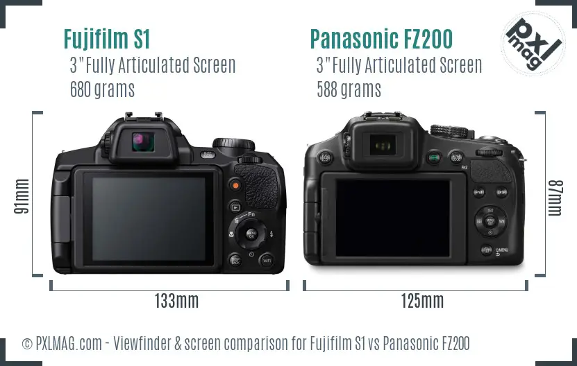 Fujifilm S1 vs Panasonic FZ200 Screen and Viewfinder comparison