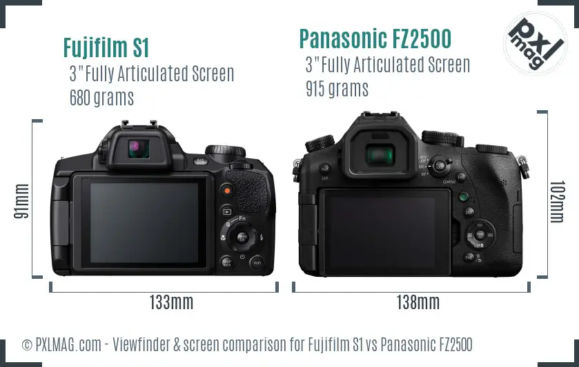 Fujifilm S1 vs Panasonic FZ2500 Screen and Viewfinder comparison