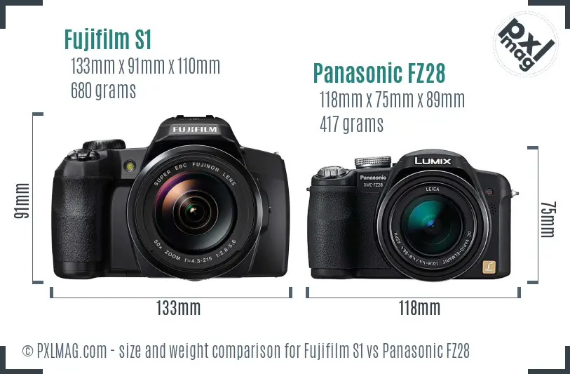 Fujifilm S1 vs Panasonic FZ28 size comparison Fujifilm S1 vs Panasonic FZ28 size comparison