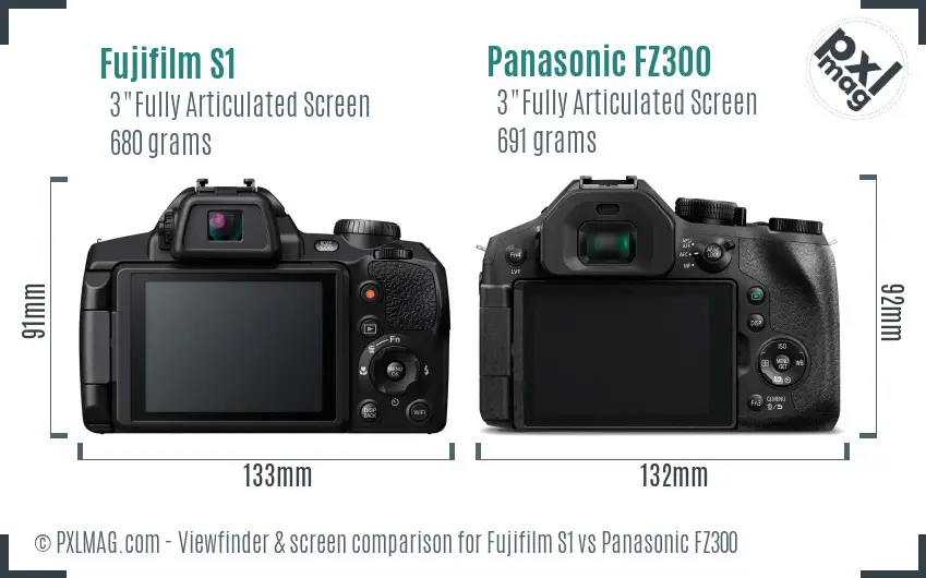 Fujifilm S1 vs Panasonic FZ300 Screen and Viewfinder comparison