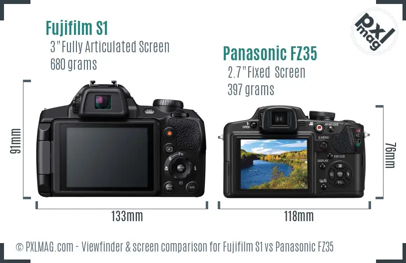 Fujifilm S1 vs Panasonic FZ35 Screen and Viewfinder comparison