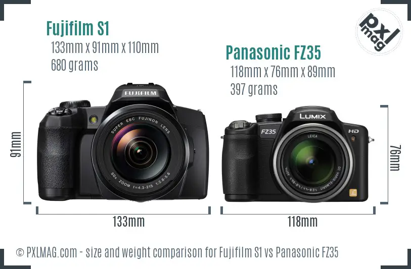 Fujifilm S1 vs Panasonic FZ35 size comparison