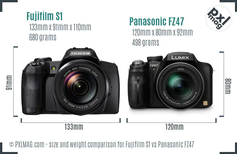 Fujifilm S1 vs Panasonic FZ47 size comparison