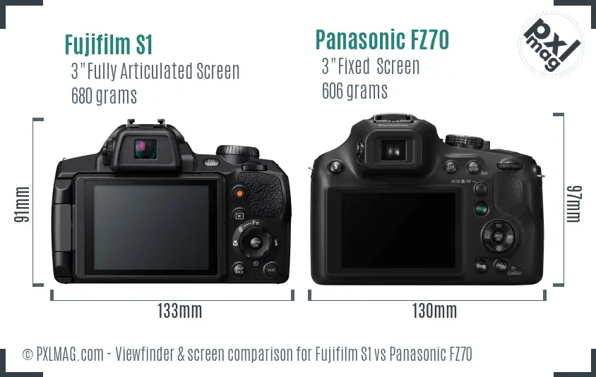 Fujifilm S1 vs Panasonic FZ70 Screen and Viewfinder comparison