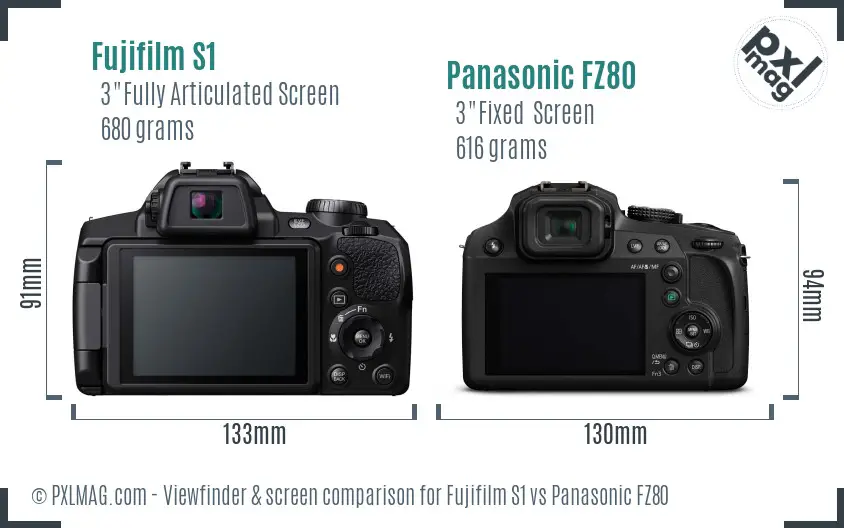 Fujifilm S1 vs Panasonic FZ80 Screen and Viewfinder comparison