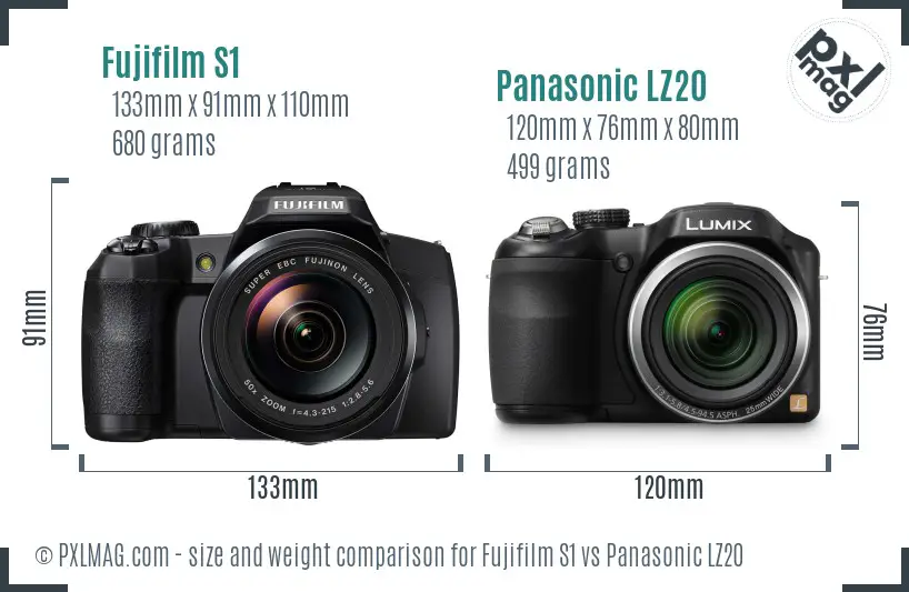 Fujifilm S1 vs Panasonic LZ20 size comparison