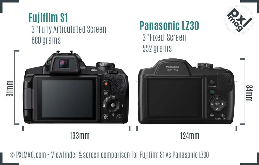 Fujifilm S1 vs Panasonic LZ30 Screen and Viewfinder comparison
