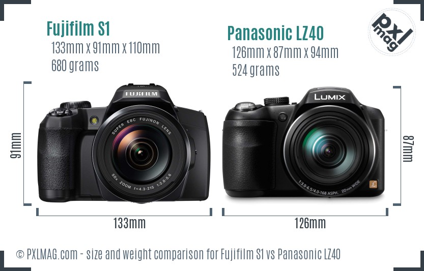 Fujifilm S1 vs Panasonic LZ40 size comparison