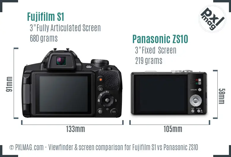 Fujifilm S1 vs Panasonic ZS10 Screen and Viewfinder comparison Fujifilm S1 vs Panasonic ZS10 Screen and Viewfinder comparison
