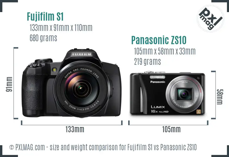 Fujifilm S1 vs Panasonic ZS10 size comparison Fujifilm S1 vs Panasonic ZS10 size comparison