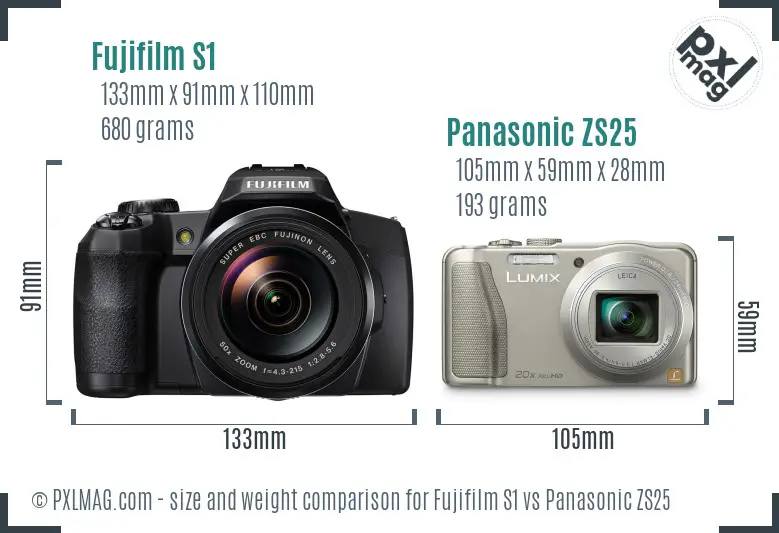 Fujifilm S1 vs Panasonic ZS25 size comparison Fujifilm S1 vs Panasonic ZS25 size comparison