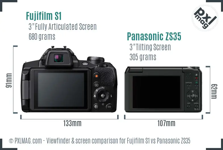 Fujifilm S1 vs Panasonic ZS35 Screen and Viewfinder comparison