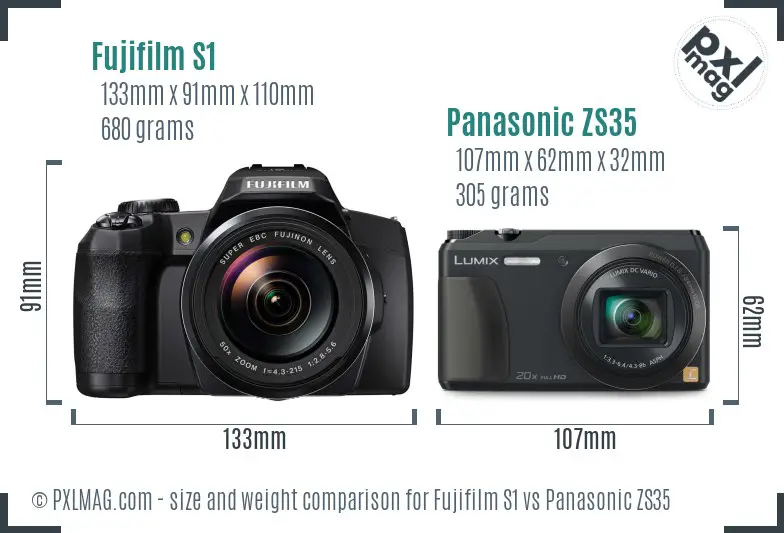 Fujifilm S1 vs Panasonic ZS35 size comparison