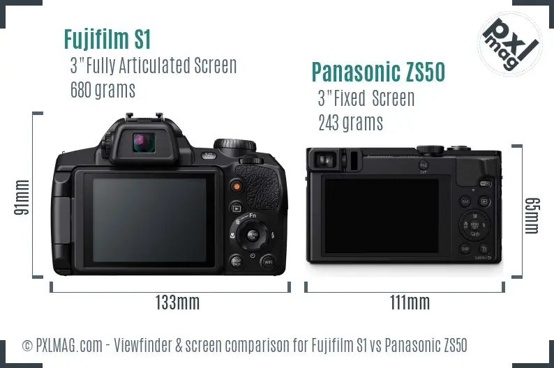 Fujifilm S1 vs Panasonic ZS50 Screen and Viewfinder comparison Fujifilm S1 vs Panasonic ZS50 Screen and Viewfinder comparison